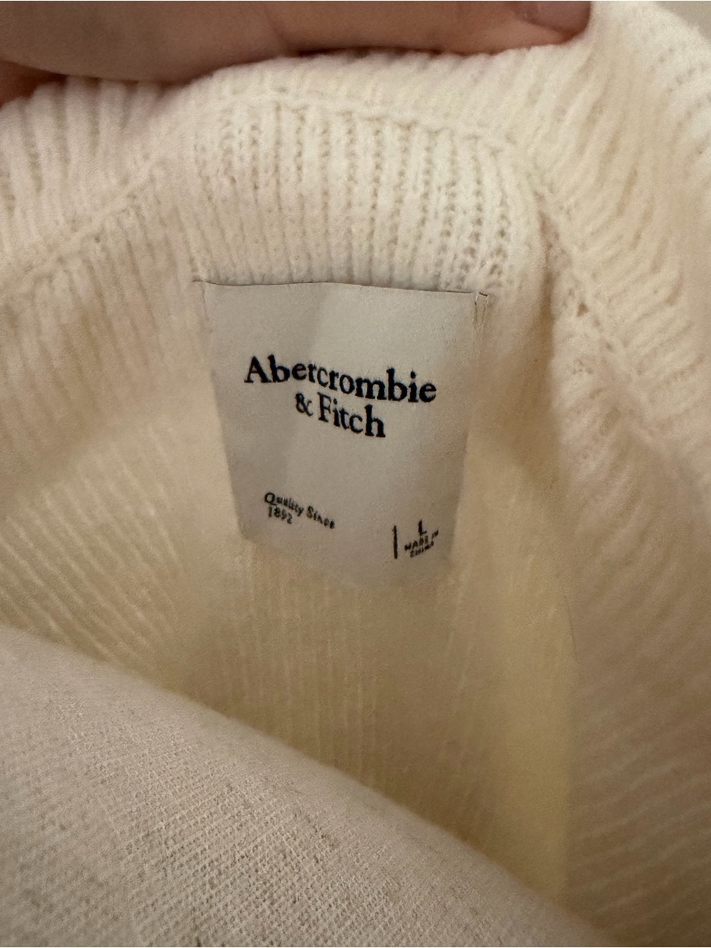 Abercrombie & Fitch Ivory V-Neck Collared Knit Sweater - Picture 5 of 7